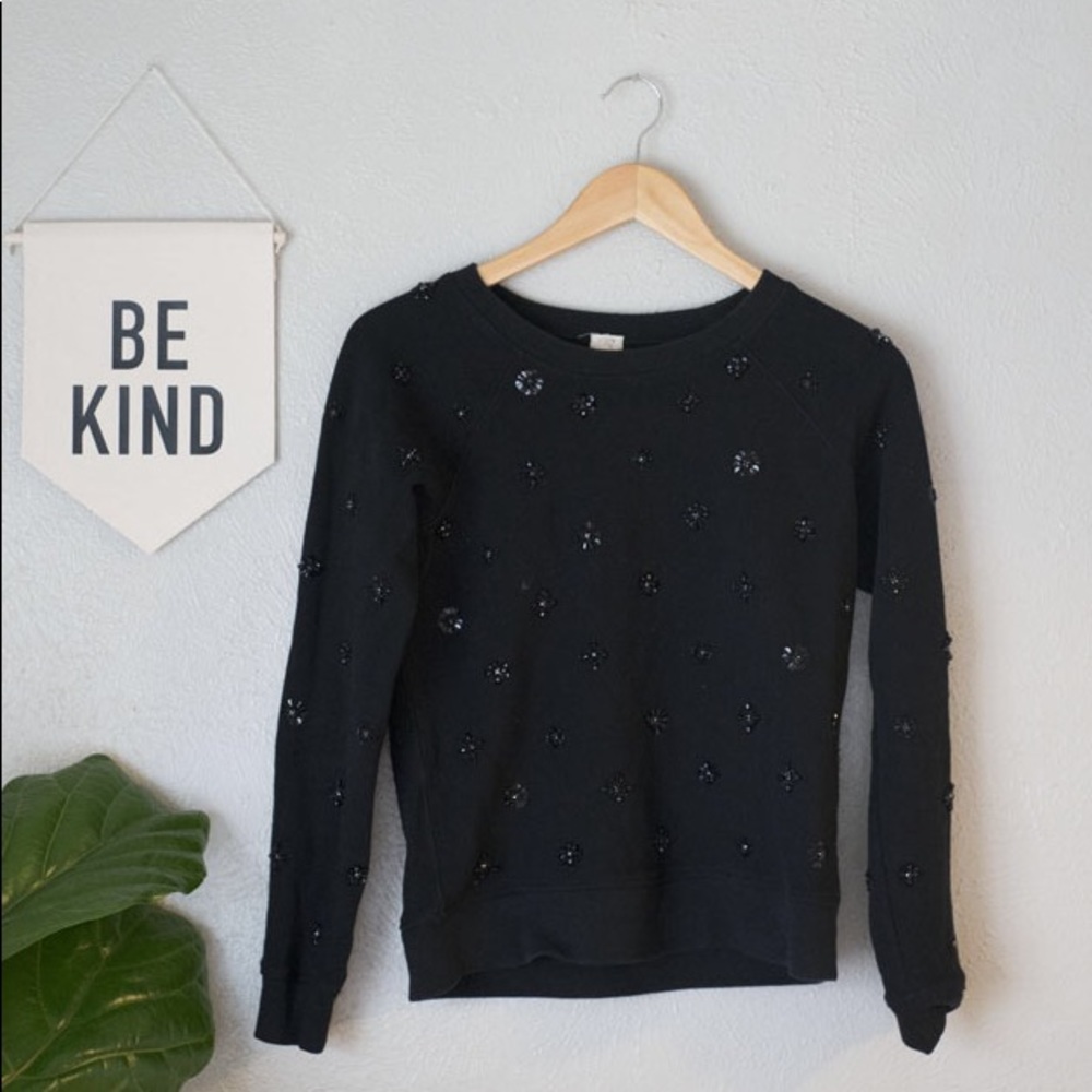 J. Crew Beaded Black Sweater